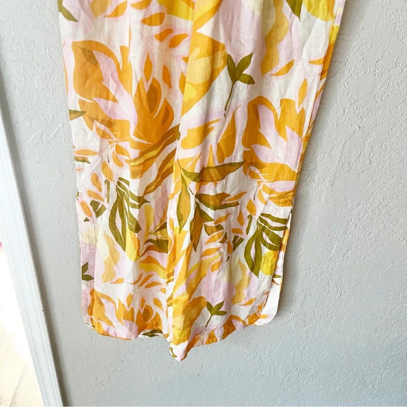 C&C California Pants Women's Medium Linen Blend Wide Leg Slit Beachy Resort Wear - Picture 5 of 9